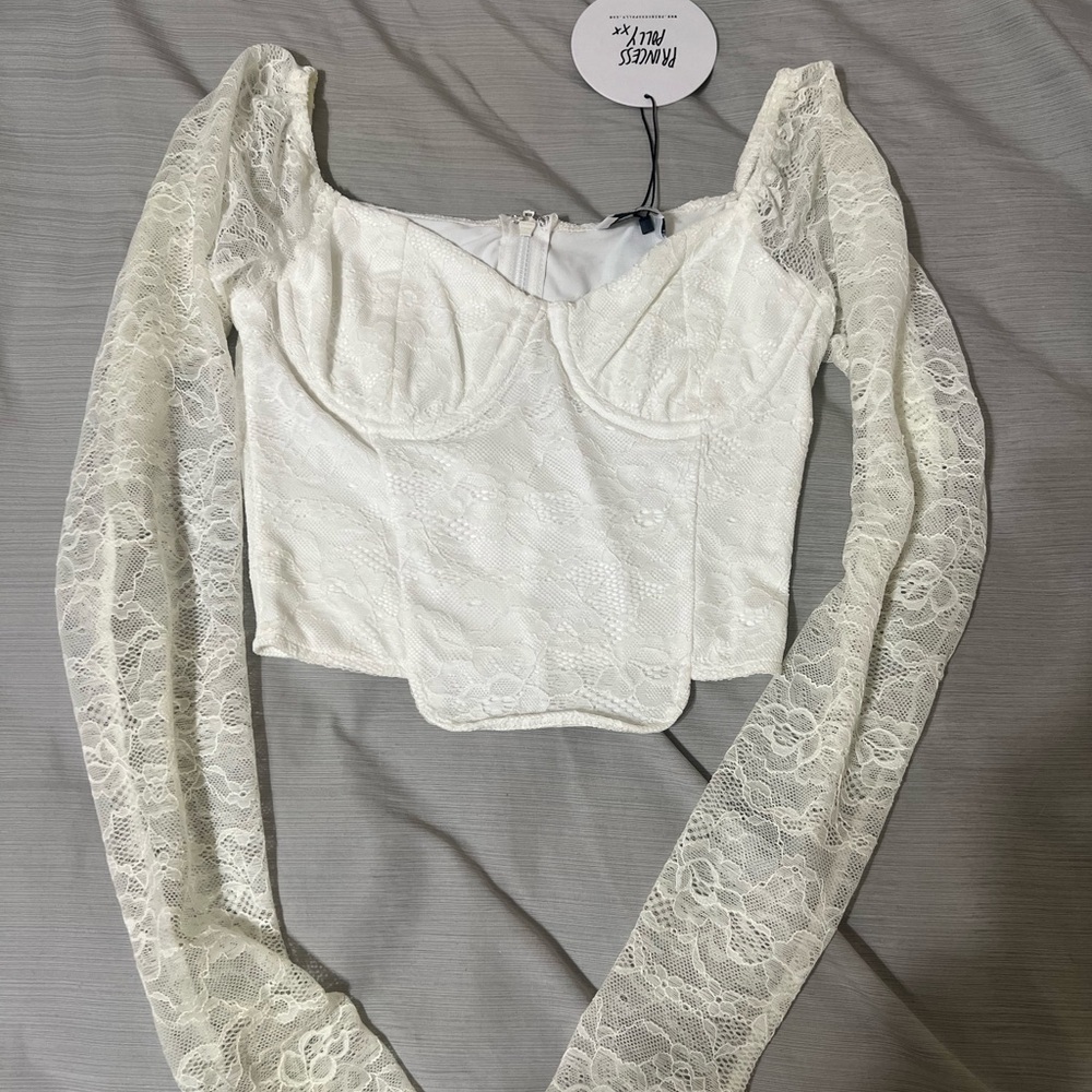 Princess Polly White Blouse Elegant Lace Design